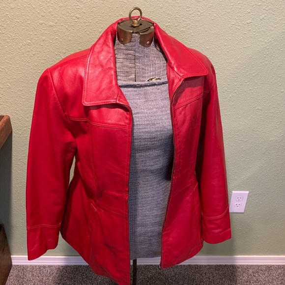Excelled red leather coat - Picture 2 of 7